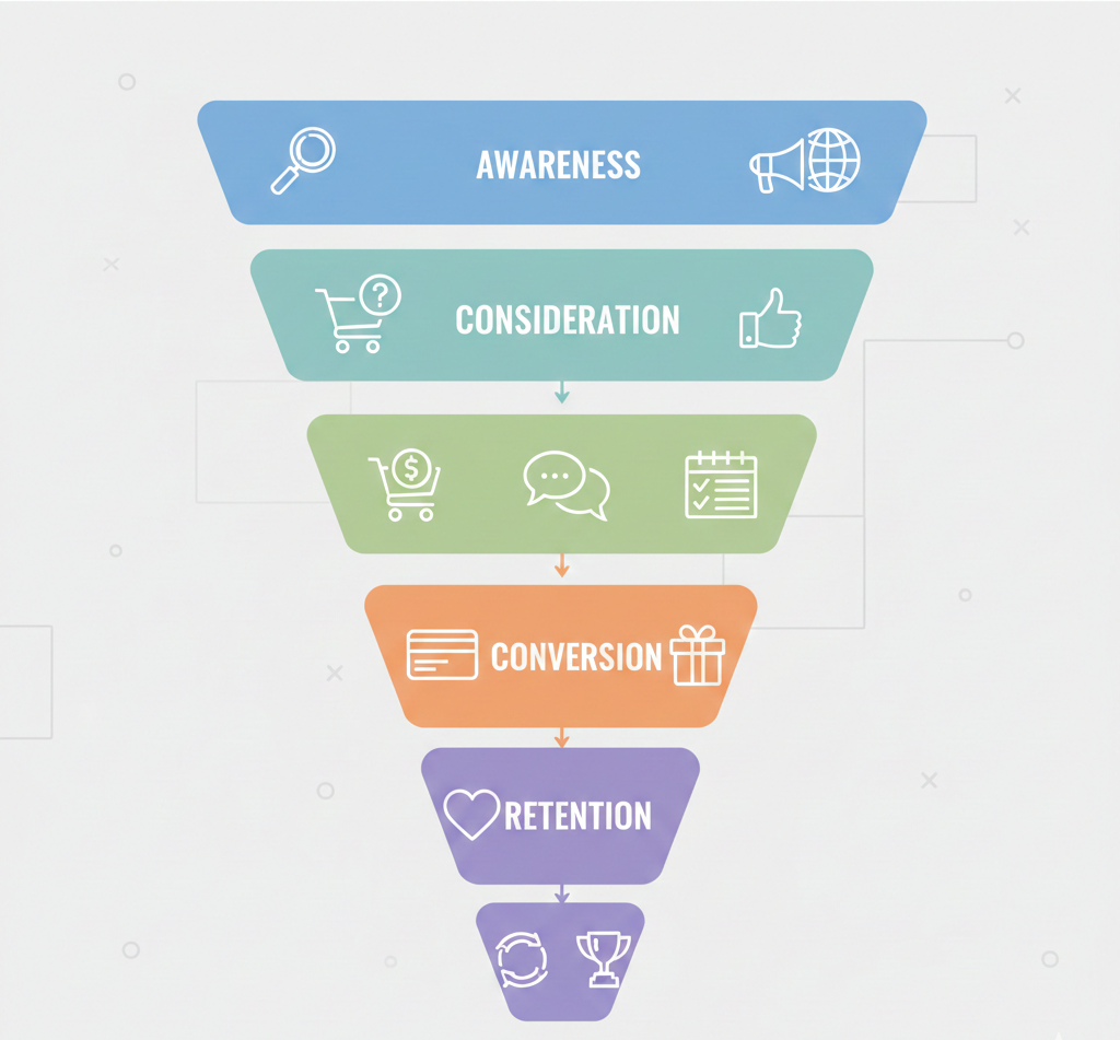 Marketing funnel explained with simple stages for business owners