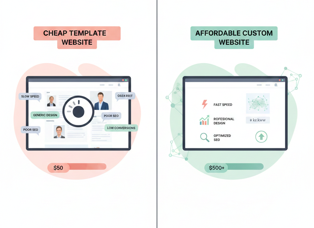 Affordable vs cheap website design comparison for businesses