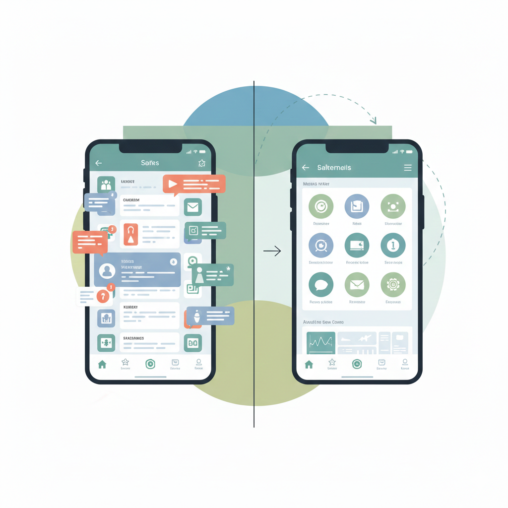 Comparison between bad and good mobile app design user experience