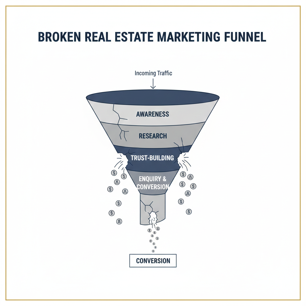 Broken real estate lead generation funnel causing low conversions