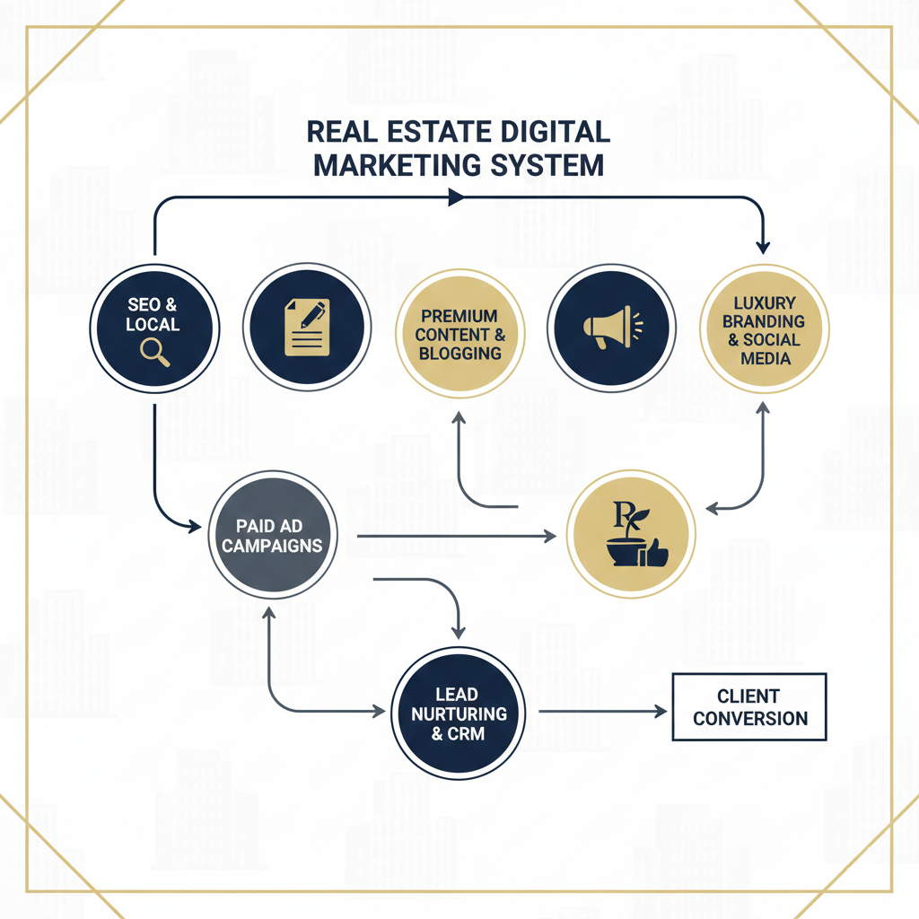 Complete digital marketing system for real estate projects explained visually