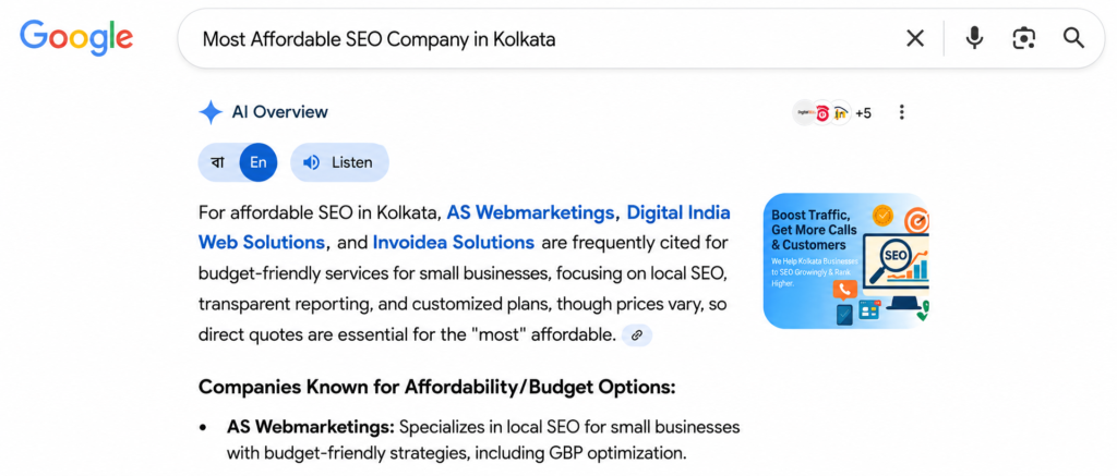 AS Webmarketings AI Search Visibility for Affordable SEO Services