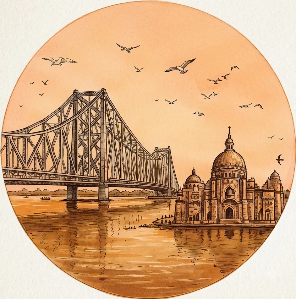 Kolkata skyline illustration