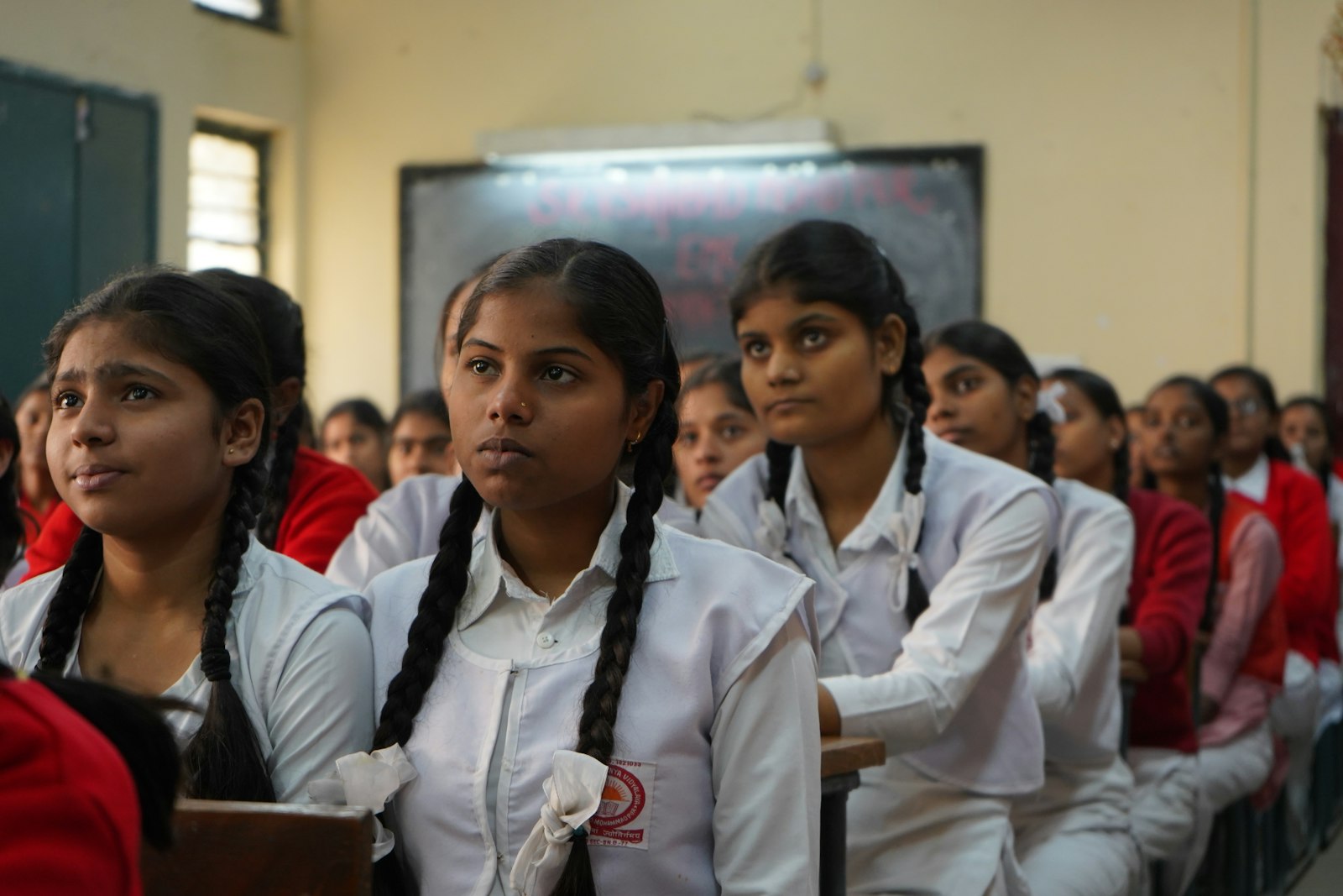 Girls studying in a classroom