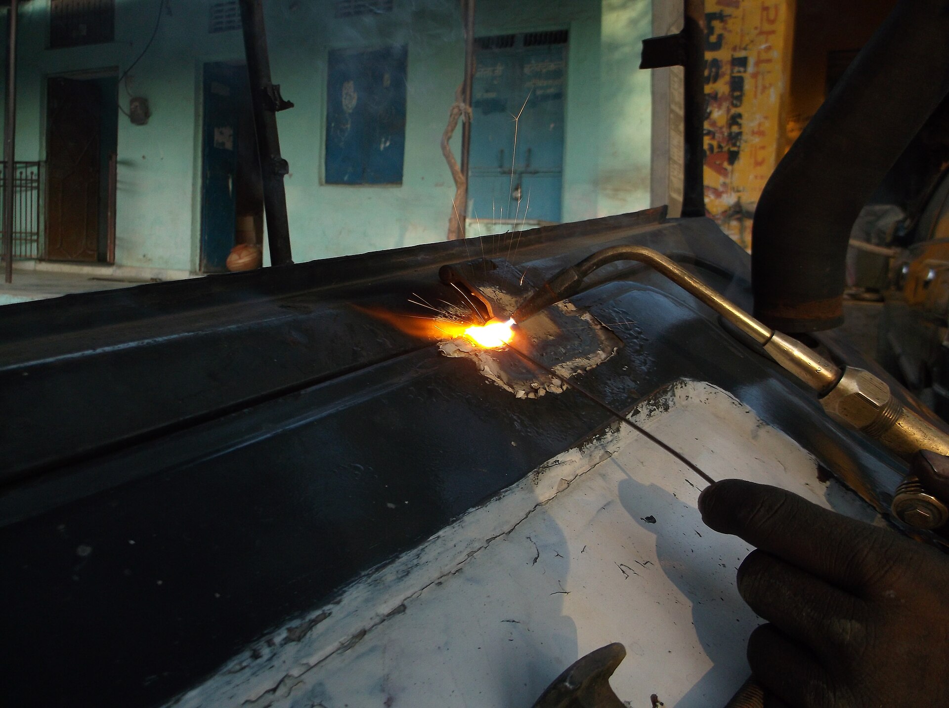Welder at work on the shop floor